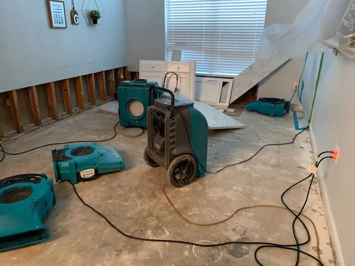 Dehumidifier in flood-cut room for Water Damage Restoration in Huntsville